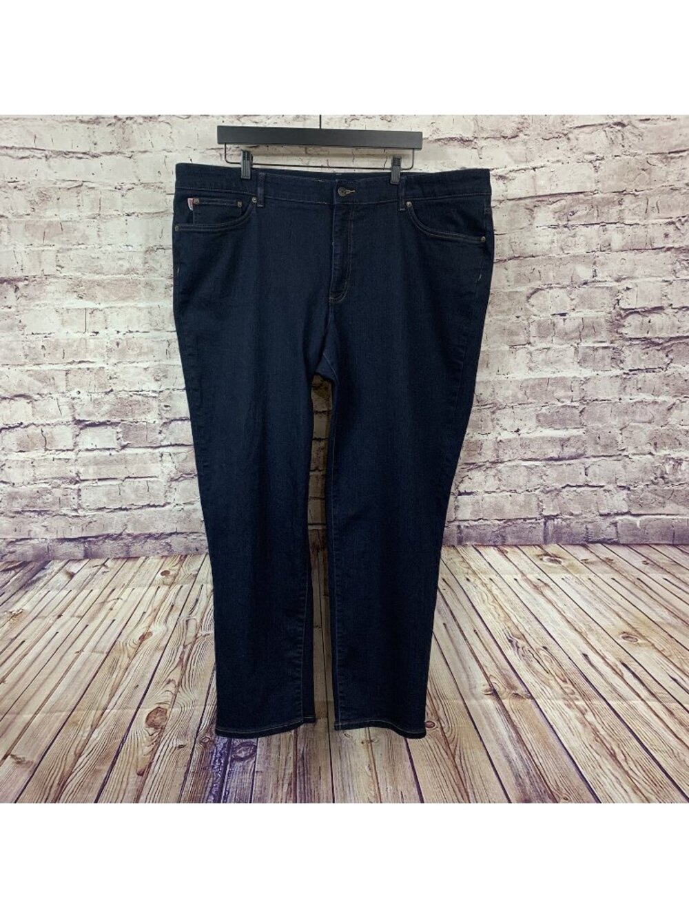 Chaps Blue High Rise Straight Leg Stretch Dark Wash Denim Jeans